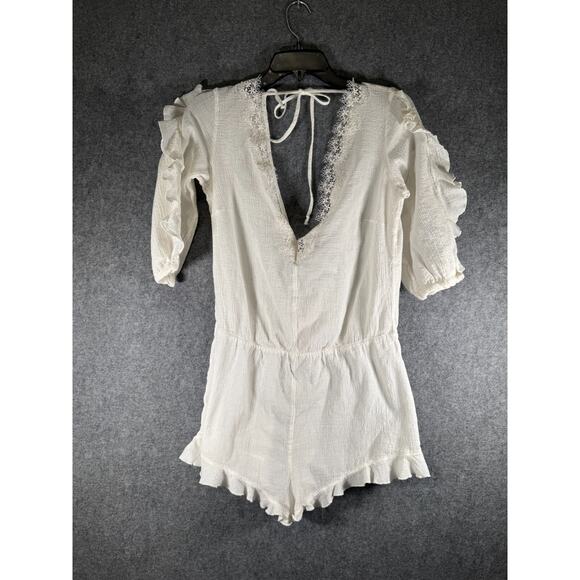 Victoria Secret Romper Women Large White Sheer Lace Trim Summer Vacation REsort - Picture 1 of 7